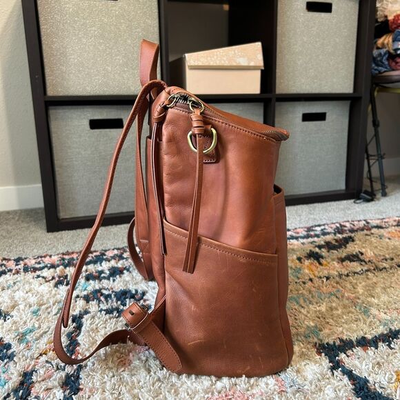 Azaria Luxe La Mère Backpack Grand Brown Leather Baby Diaper Bag - Picture 3 of 13